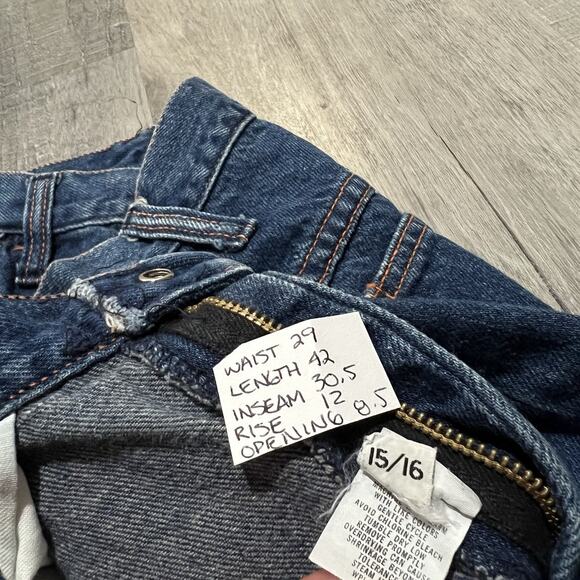 VTG 70s/80s Women's Dark Wash Straight Leg Denim Snap Western USA Jeans 15/16 - Picture 6 of 6